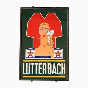 Panneau ou Plaque en Verre de Bieres Lutterbach, 1955