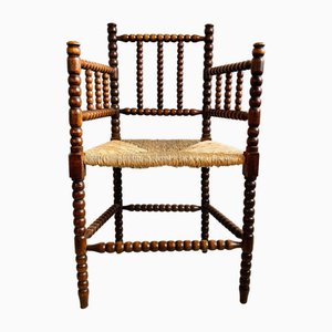 Niederländischer Bobbin Chair mit Rush Sitz, 1920er