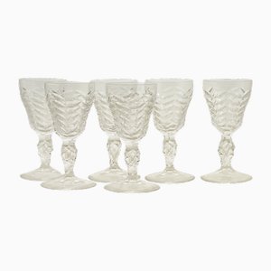 Lead Crystal Wine Glasses with Odo Pattern by W.J. Rozendaal, Set of 6