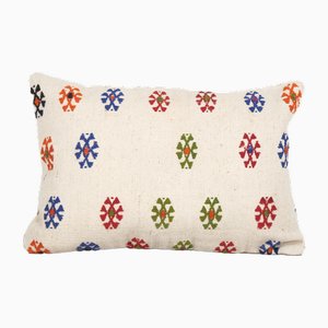 Decorative Vintage Turkish Kilim Cushion Cover with Geometric Abstracts 14 X 20
