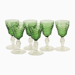 Lead Crystal Wine Glasses with Odo Pattern by W.J. Rozendaal, Set of 6