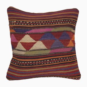 Turkish Kilim Cushion Cover in Striped Wool