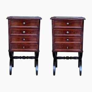 Antique French Louis XV Nightstands with Lock, 1880s, Set of 2