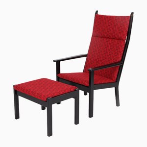 Set of Armchair & Footstool Model Ge284a & Ge284s by Hans J. Wegner for Getama, Denmark, 1990s