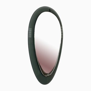 Oval Mirror with Fumè Glass Frame, Italy, 1970s