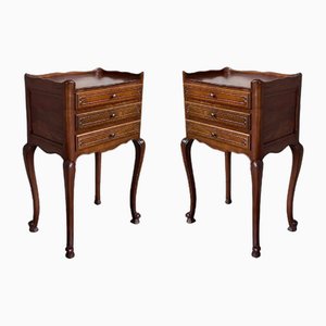 19th Century French Louis XV Style Dark Oak Nightstands with Claw Finish Legs, 1900s, Set of 2