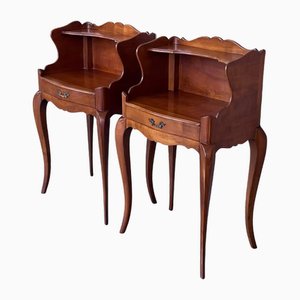 20th French Nightstands with Drawer and Open Shelf, 1910s, Set of 2