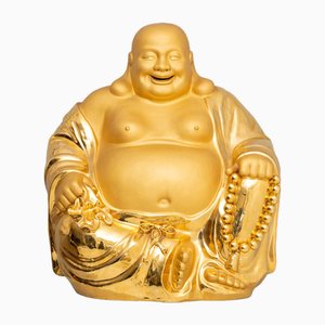 Goldener Lachender Buddha aus Porzellan, 20. Jh.