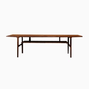 Mid-Century Modern Danish Rosewood Coffee Table with Shelf and Pull-Out Black Top, 1960s