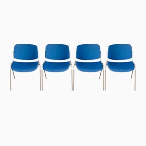 Blaue Esszimmerstühle von Giancarlo Piretti für Castelli Anonima Castelli, 4 . Set