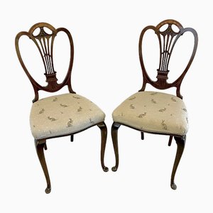 Antike viktorianische Beistellstühle aus Mahagoni mit Intarsien, 1880a, 2er Set