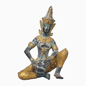Estatua decorativa tailandesa de bronce que representa a la deidad, años 40