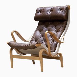 Sillón Pernilla de cuero de Bruno Mathsson para Dux, años 60