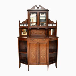 Mueble de gasa victoriano antiguo con incrustaciones, década de 1880