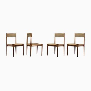 Mid-Century Modern Scandinavian Dining Chairs in Oak and Paper Cord by E.Knudsen for K. Knudsen & Son, 1952, Set of 4