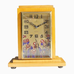 Horloge 8 Jours Art Déco en Émail Cloisonné de Omega Switzerland, 1930s