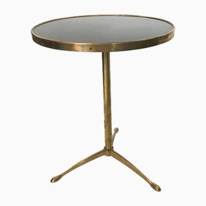 Vintage Table in Brass and Black Glass, 1970s