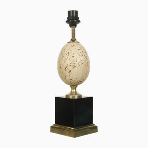 Large Travertine Wilson Egg Lamp Base by Le Dauphin, France, 1970s
