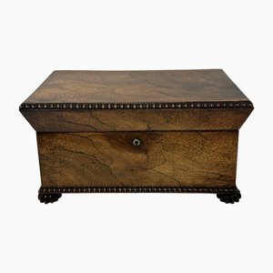 Antique English Double Tea Caddy Box in Rosewood from Gillows of Lancaster, 19th Century
