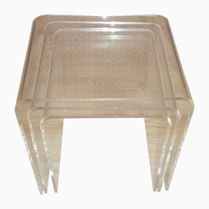 Tables d'Appoint Transparentes en Plastique Acrylique, 1970s, Set de 3