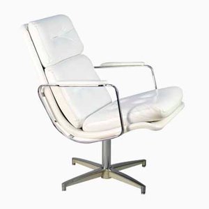 Space Age Lounge Chair in Steel and Faux Leather, France, 1970s