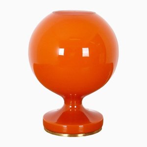 Tischlampe aus orangefarbenem Glas und Metall