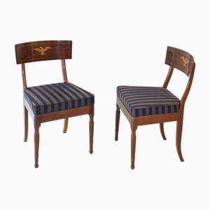 Biedermeier Chairs with Intarsia Work Bird Motif, Set of 2