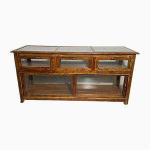 Walnut Store Counter with Showcase, 1900s