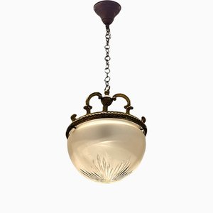 Bronze and Glass Pendant Light, 1950s