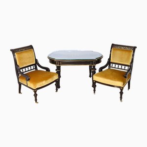 Salon Table & Armchairs from H. Makart, Set of 3