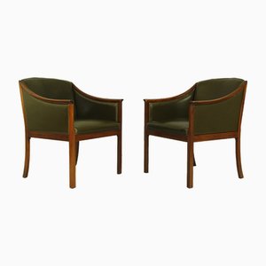 Leather Lounge Chairs by Ole Wanscher for Poul Jeppesens Furniture Factory, 1950s, Set of 2