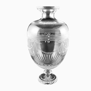 Neoclassical Italian Crystal Vase with Engravings, 1981