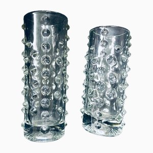 Spike Glass Vases by Pavel Panel for Rosice Sklo Union Glassworks, Czech Republic, 1971, Set of 2