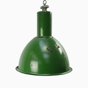 Lampe à Suspension Industrielle Vintage en Émail Vert
