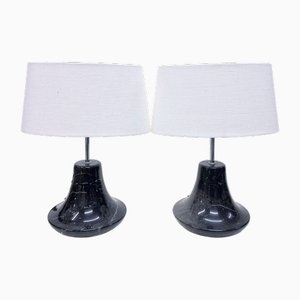 Black Marble Table Lamps, 1980s, Set of 2