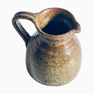 Jarra marrón de cerámica de gres, Francia, años 60