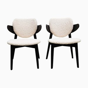 Danish Wood and Bouclé Chairs by Hans J. Wegner, 1960s, Set of 2