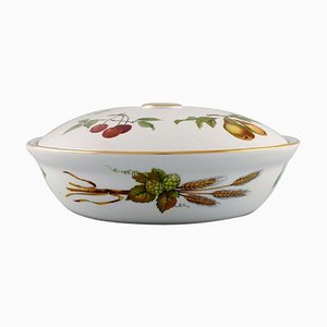 England Evesham Lidded Tureen in Porcelain with Fruits from Royal Worcester, 1980s