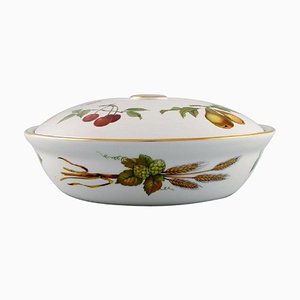 Zuppiera Evesham in porcellana con frutta di Royal Worcester, anni '80