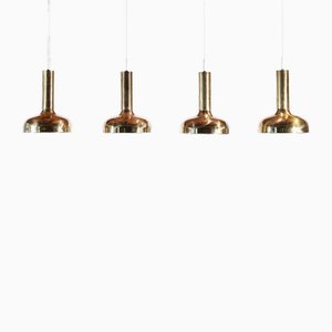 Brass Hanging Lamps from Sölken-Leuchten, 1970s, Set of 4