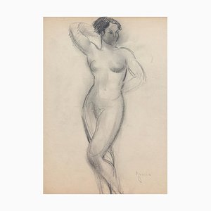 Guillaume Dulac, Posando desnudo, años 20, Lápiz sobre papel
