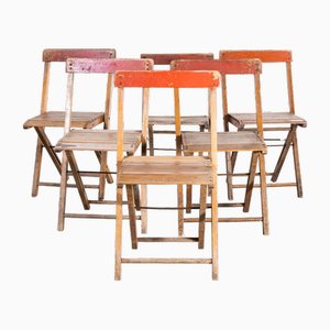 Beech Folding Chairs, 1960s, Set of 6
