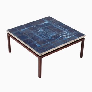 Table Basse Carrée Bleue par Alfred Hendrickx pour Belform, 1960s