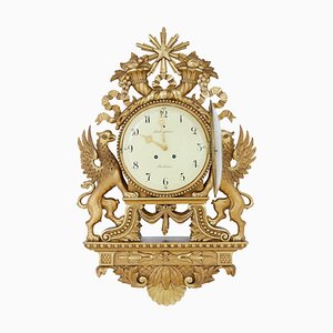 19th Century Swedish Gilt Wall Clock