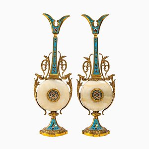 19th Century Enamelled Bronze Decorative Objects, Set of 2