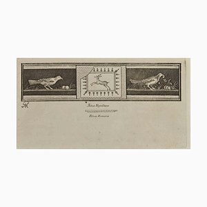Nicola Fiorillo, Fresque de Nature Morte Romaine, Eau-forte Originale, 18ème Siècle