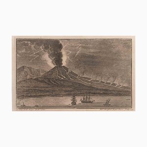 Filippo Morghen, Seascape with Vesuvius and Boats, Etching, 18th Century