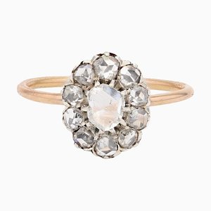 Pompadour Ring aus 18 Karat Gelbgold & Diamanten, 19. Jh.