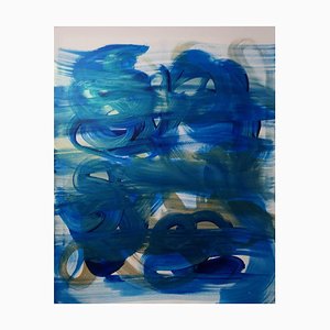 Udi Cassirer, Gold & Blue I, 2020, Acrílico sobre lienzo
