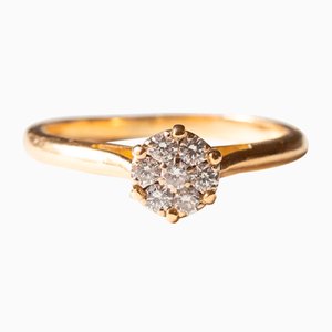 Vintage 18k Gold Diamond Daisy Ring, 1970s